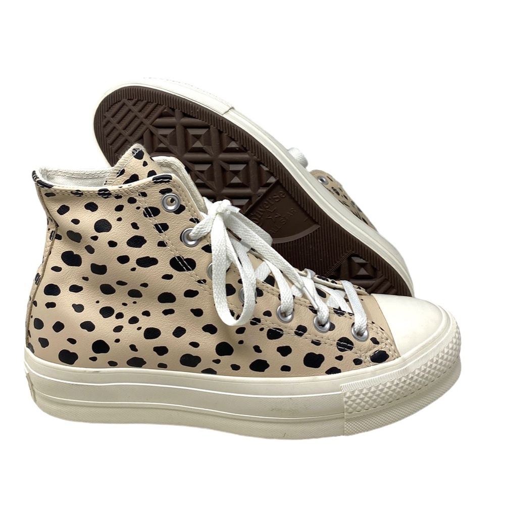 Converse Ctas Lift Platform Shoes High Leopard Leather Women Custom 568163C-WWLO - Picture 8 of 11